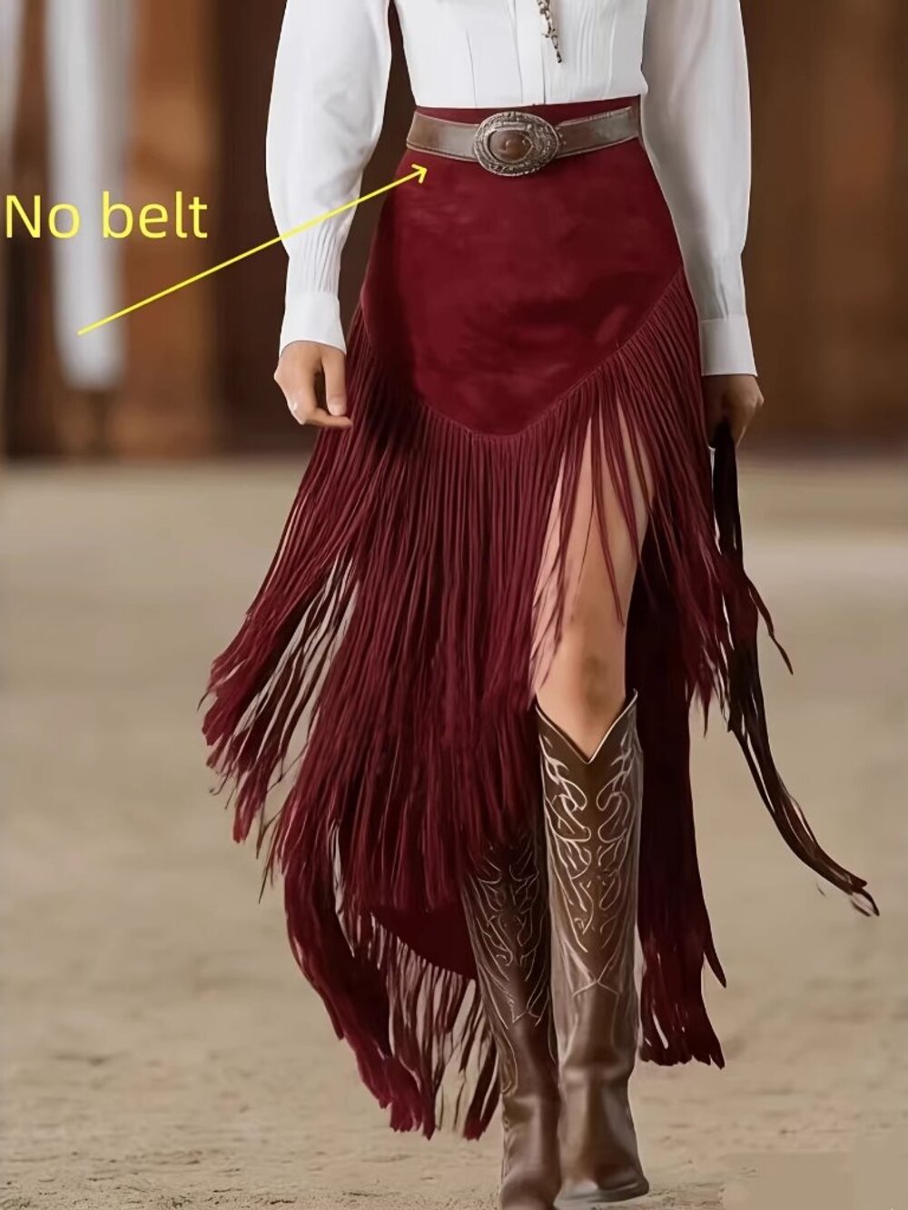 Wine Red Patchwork Maxi Skirt XXL – Elegant Casual Long Skirt